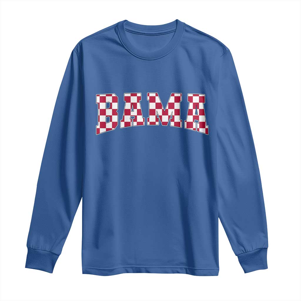 Vintage Bama Long Sleeve Shirt Retro Checkered Varsity Alabama Lover AL State TS10 Royal Blue Print Your Wear