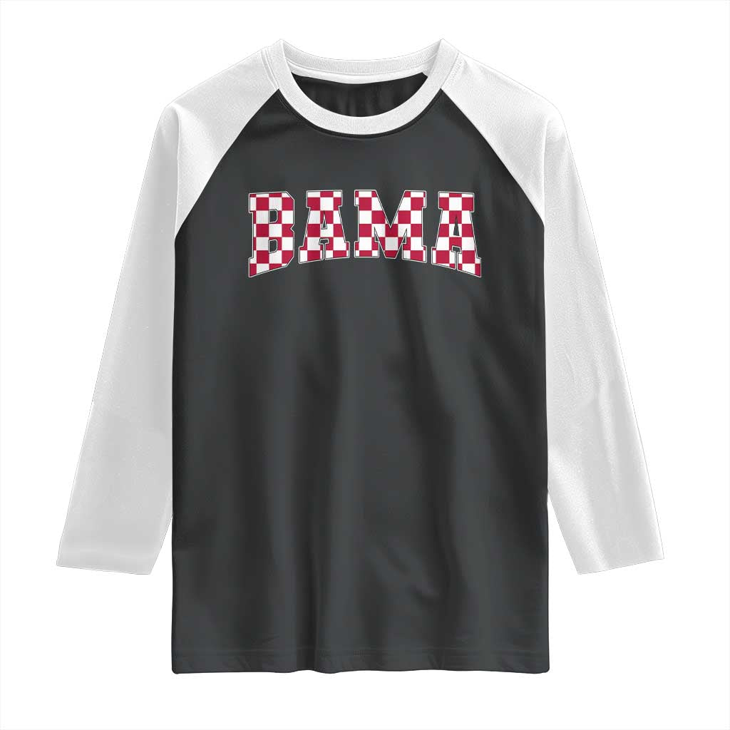 Vintage Bama Raglan Shirt Retro Checkered Varsity Alabama Lover AL State TS10 Black White Print Your Wear