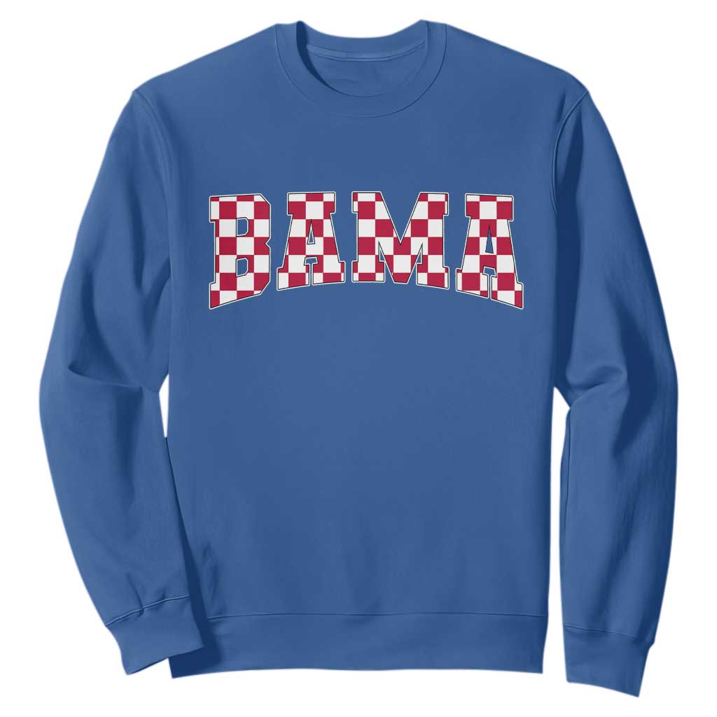 Vintage Bama Sweatshirt Retro Checkered Varsity Alabama Lover AL State TS10 Royal Blue Print Your Wear