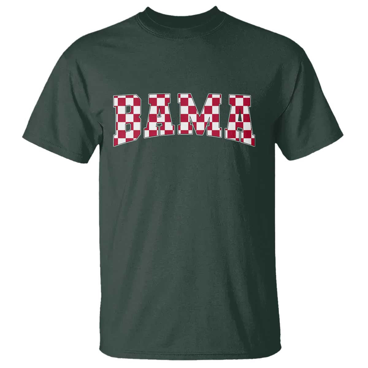Vintage Bama T Shirt Retro Checkered Varsity Alabama Lover AL State TS10 Dark Forest Green Print Your Wear