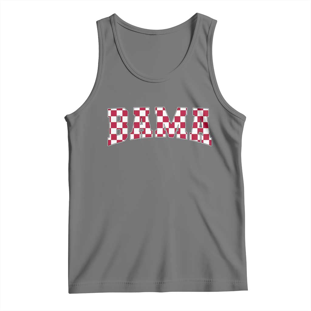 Vintage Bama Tank Top Retro Checkered Varsity Alabama Lover AL State TS10 Black Heather Print Your Wear