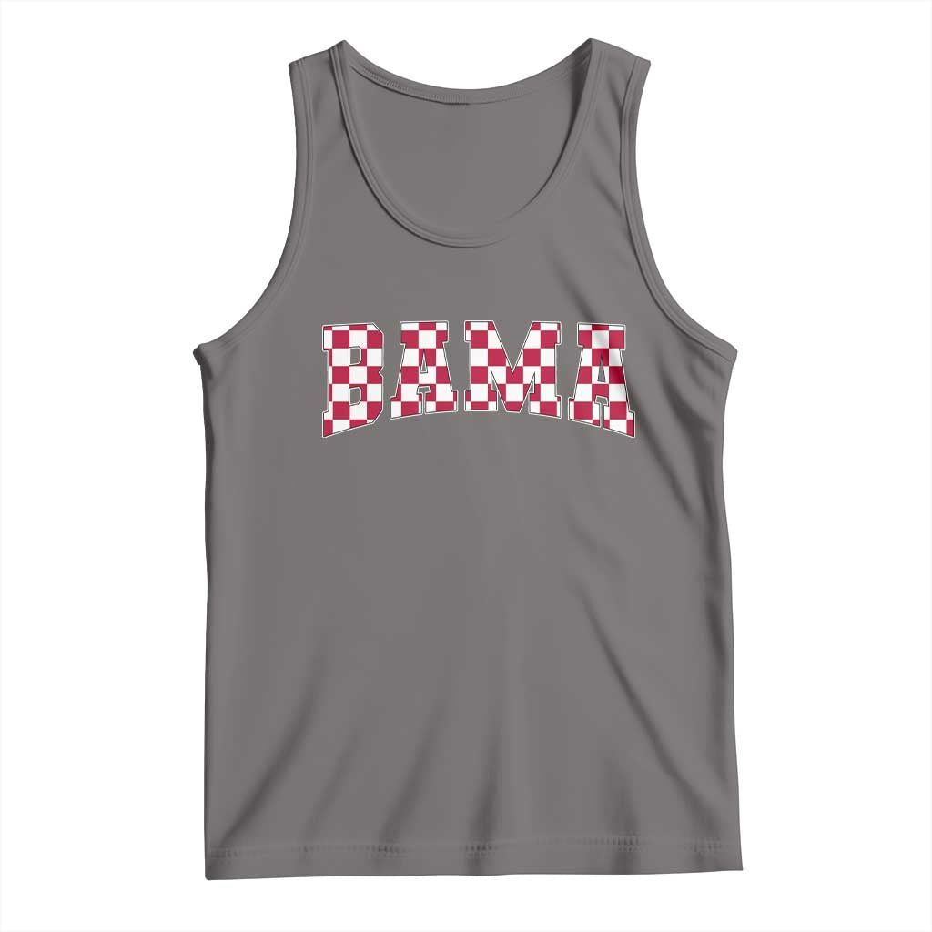 Vintage Bama Tank Top Retro Checkered Varsity Alabama Lover AL State TS10 Deep Heather Print Your Wear
