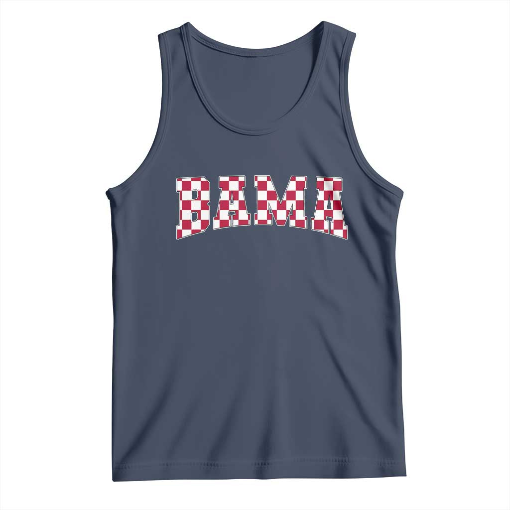 Vintage Bama Tank Top Retro Checkered Varsity Alabama Lover AL State TS10 Navy Print Your Wear