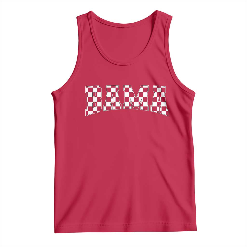 Vintage Bama Tank Top Retro Checkered Varsity Alabama Lover AL State TS10 Red Print Your Wear