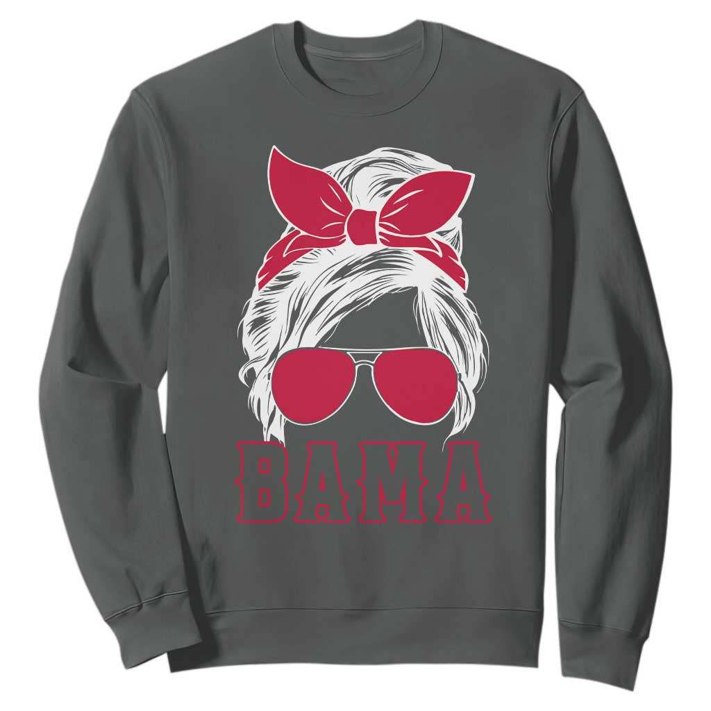 Alabama Fan Sweatshirt Bama Football Lover Game Day Messy Bun TS10 Dark Heather Print Your Wear