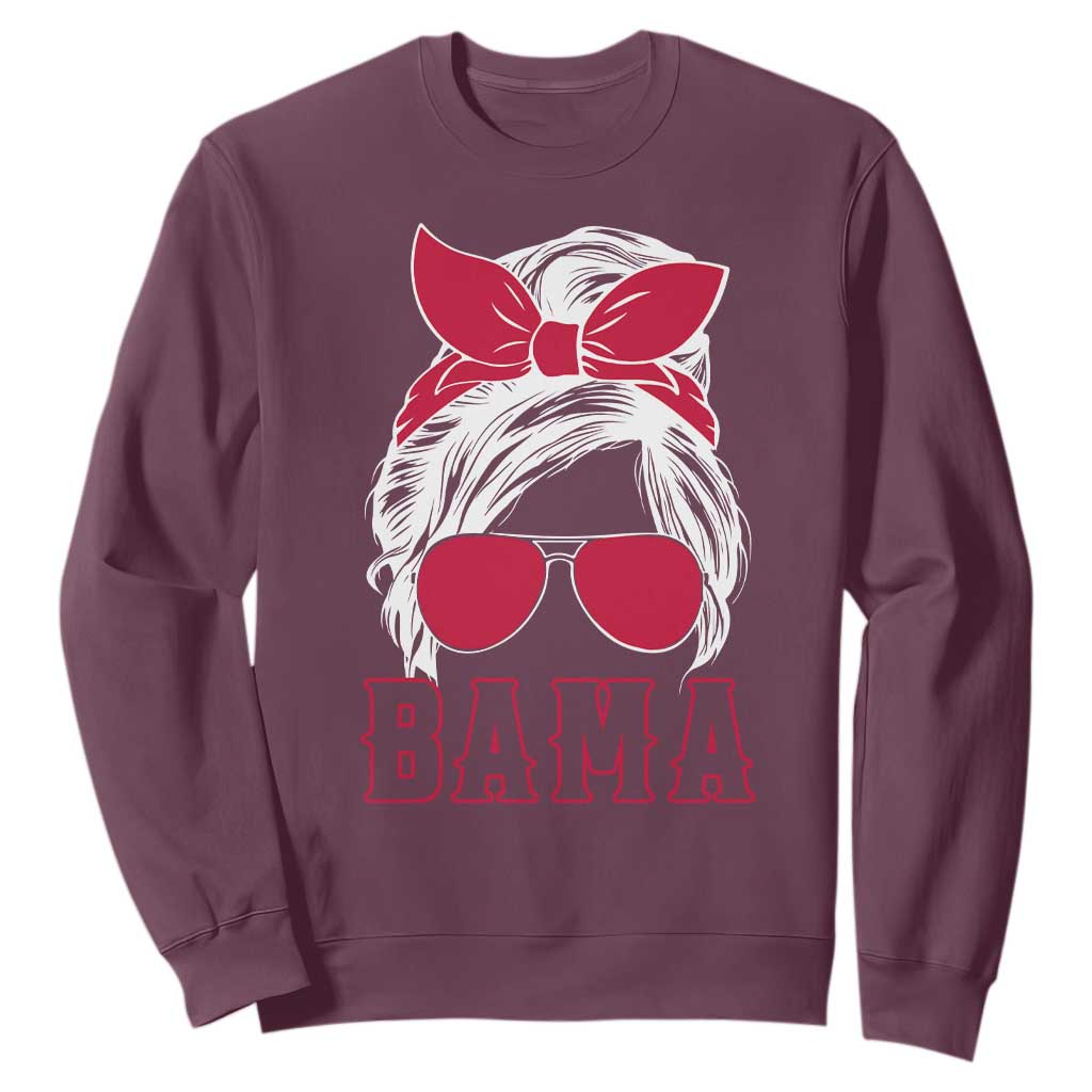 Alabama Fan Sweatshirt Bama Football Lover Game Day Messy Bun TS10 Maroon Print Your Wear