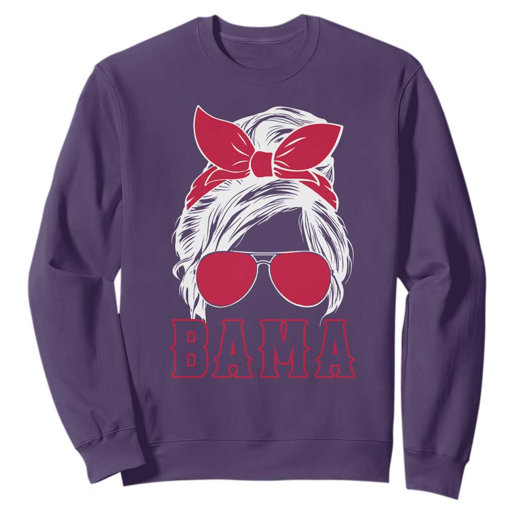 Alabama Fan Sweatshirt Bama Football Lover Game Day Messy Bun TS10 Purple Print Your Wear