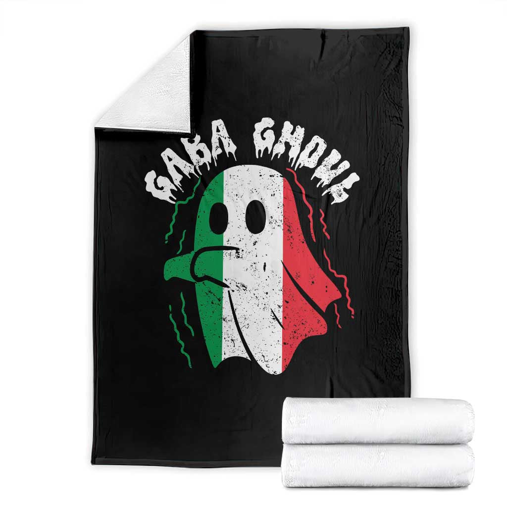 Gabagool Ghost Italian Throw Blanket Funny Halloween Costume Gaba Ghoul Pun TS10 Black Print Your Wear