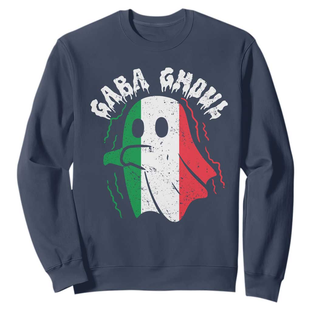 Gabagool Ghost Italian Sweatshirt Funny Halloween Costume Gaba Ghoul Pun TS10 Navy Print Your Wear