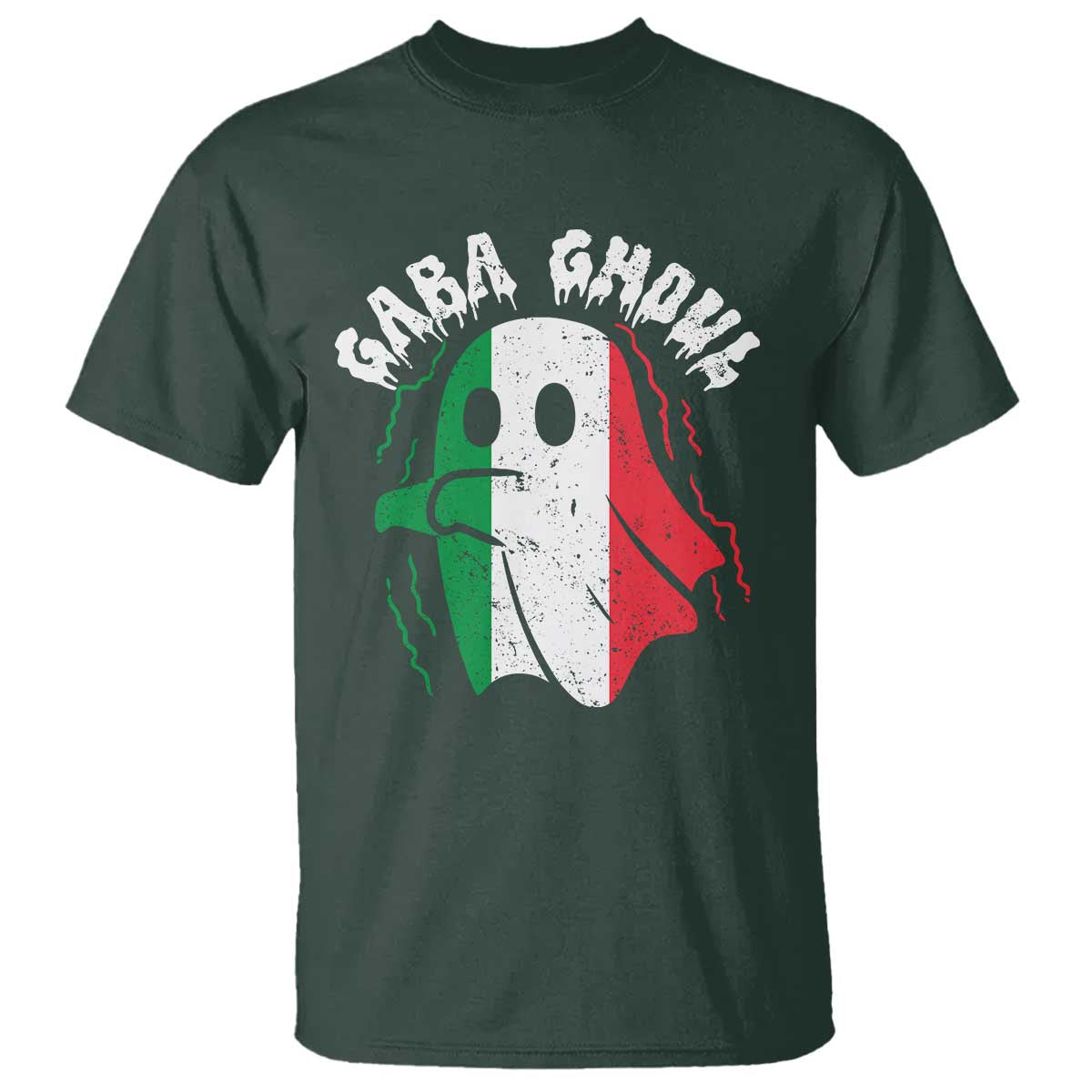 Gabagool Ghost Italian T Shirt Funny Halloween Costume Gaba Ghoul Pun TS10 Dark Forest Green Print Your Wear