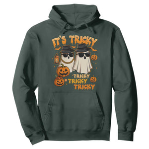 Funny Ghost Hoodie It's Tricky Tricky Tricky 90s Nostalgia Halloween Costume TS10 Dark Forest Green Print Your Wear