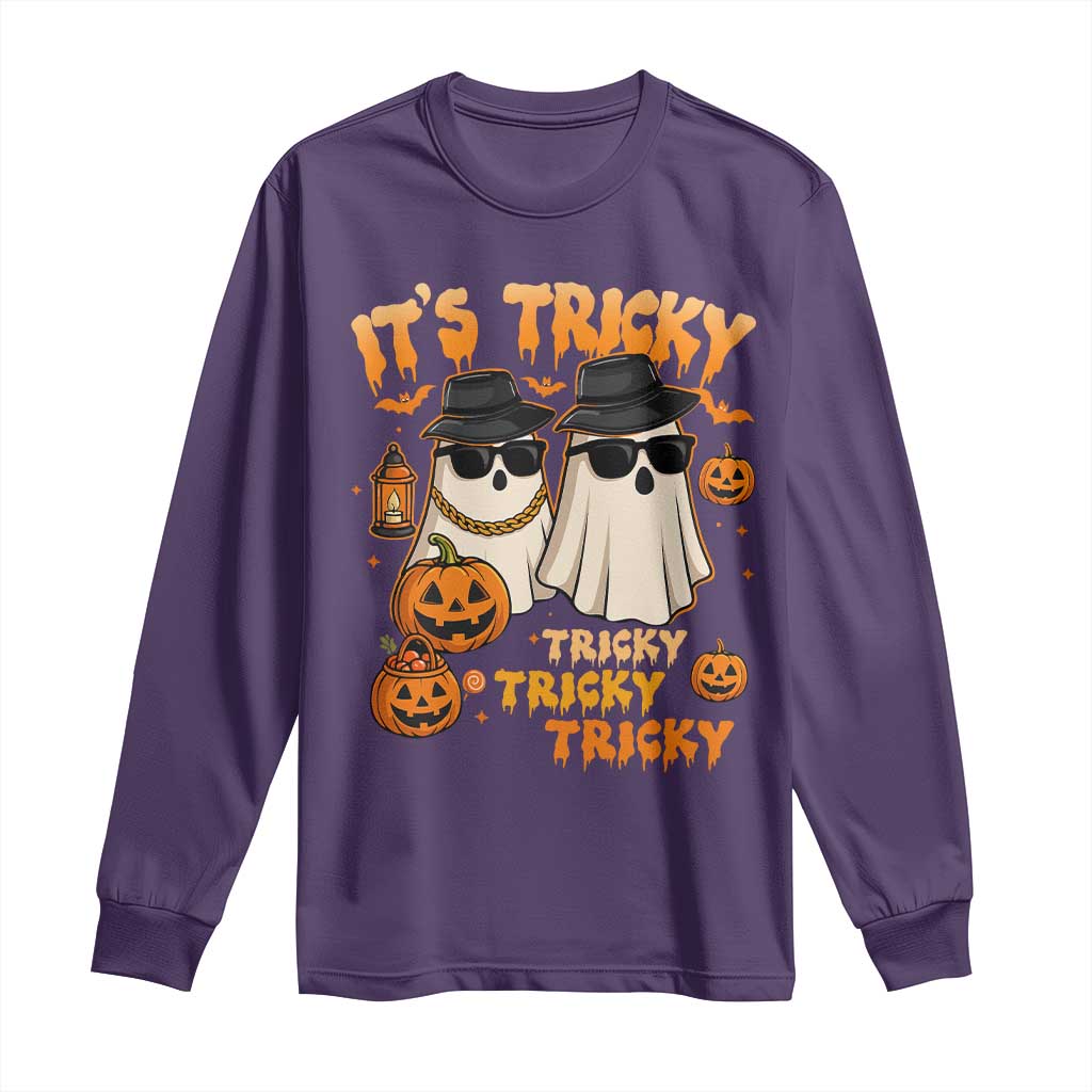 Funny Ghost Long Sleeve Shirt It's Tricky Tricky Tricky 90s Nostalgia Halloween Costume TS10 Purple Print Your Wear