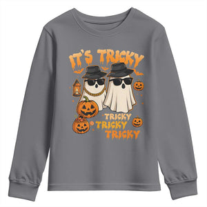 Funny Ghost Youth Sweatshirt It's Tricky Tricky Tricky 90s Nostalgia Halloween Costume TS10 Charcoal Print Your Wear