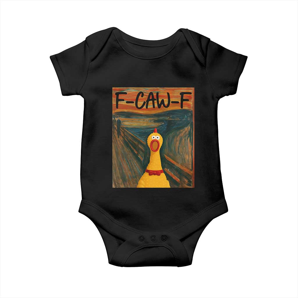 F Caw F Screaming Chicken Baby Onesie Funny Fawk Off Meme TS10 Black Print Your Wear