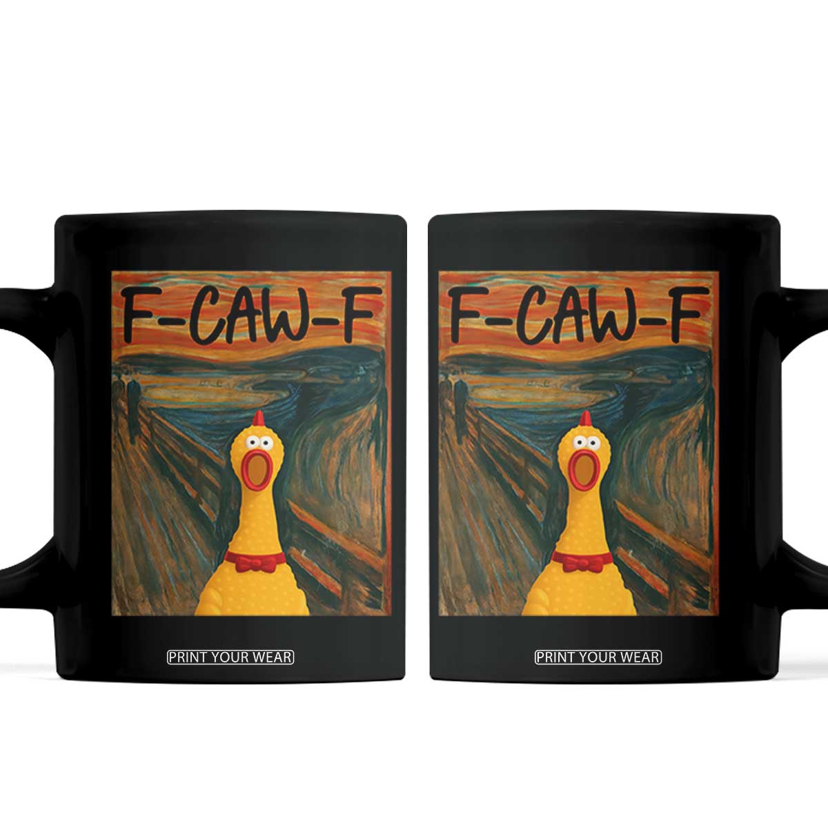 F Caw F Screaming Chicken Coffee Mug Funny Fawk Off Meme TS10 Black Print Your Wear