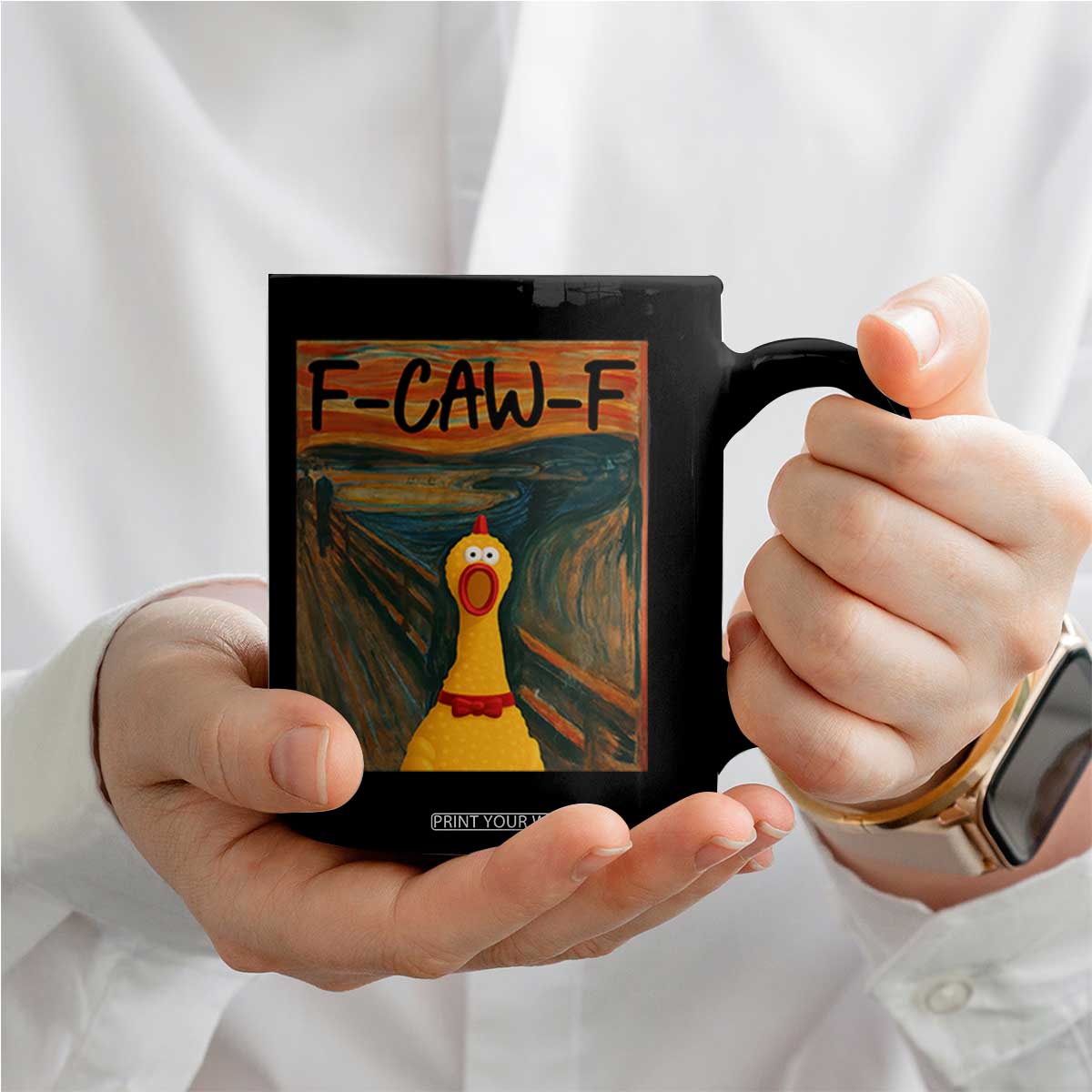 F Caw F Screaming Chicken Coffee Mug Funny Fawk Off Meme TS10 Print Your Wear