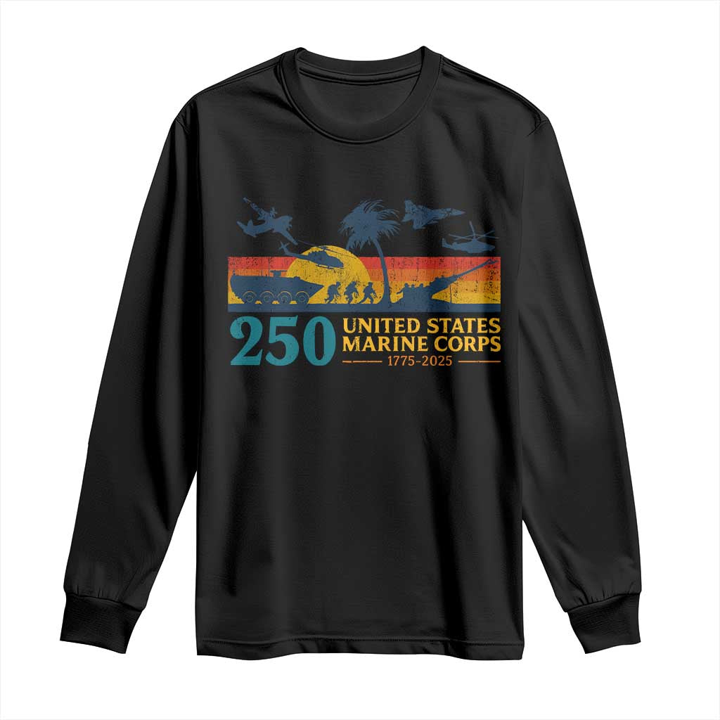Marine 250th Anniversary Long Sleeve Shirt Patriotic Military Gift for Veterans TS10 Black Print Your Wear