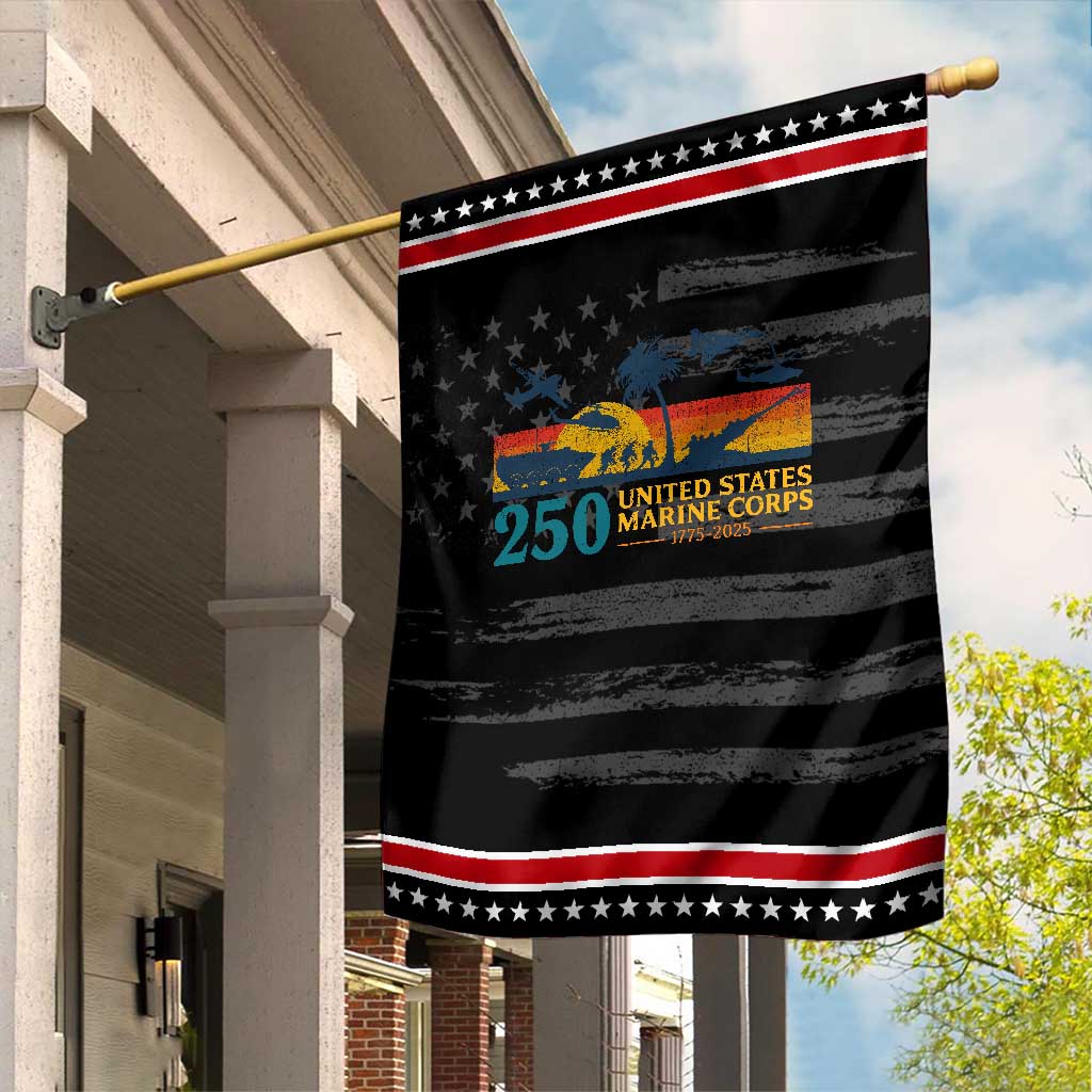 Marine 250th Anniversary Garden Flag Patriotic Military Gift for Veterans TS10 Distressed Black Red Print Your Wear