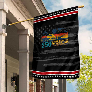 Marine 250th Anniversary Garden Flag Patriotic Military Gift for Veterans TS10 Distressed Black Red Print Your Wear