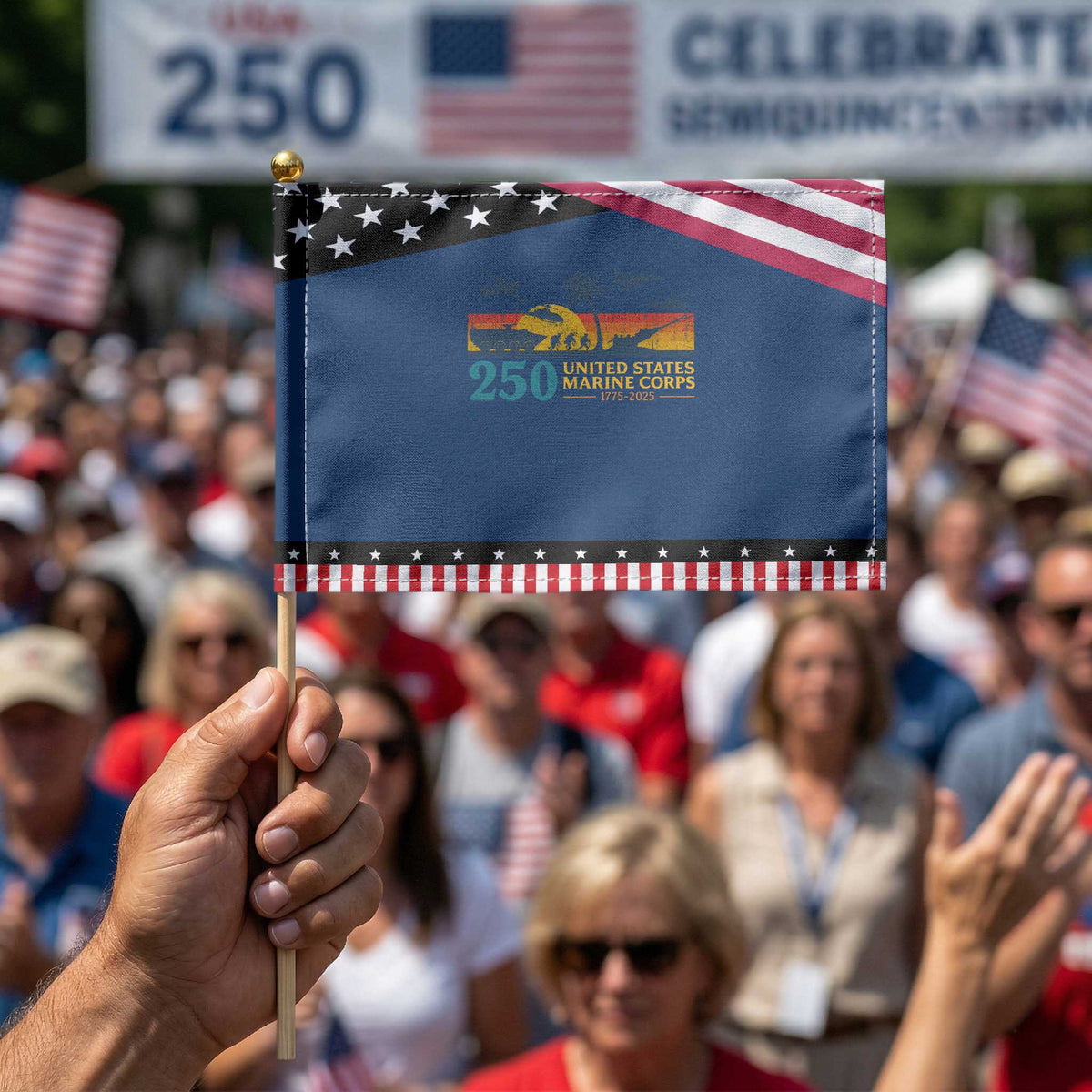 Marine 250th Anniversary Patriotic Handheld Flag Military Gift for Veterans TS10 Classic 8.2