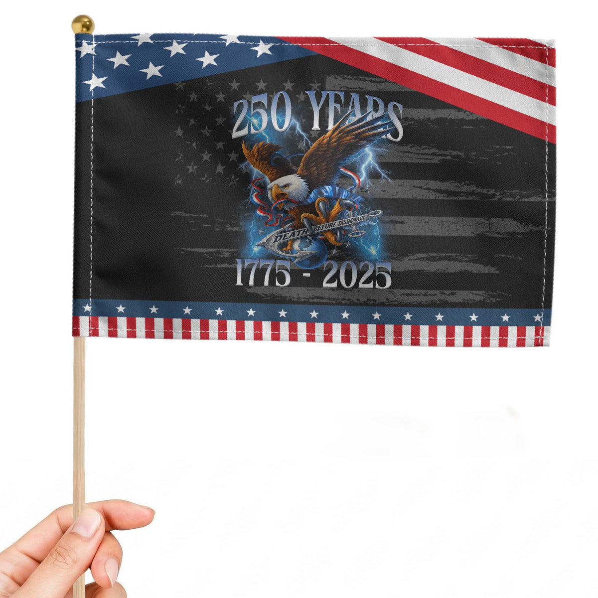 Marine Veteran 250th Anniversary Patriotic Handheld Flag Eagle Military Gift for Marines Veterans TS10 Distressed 8.2