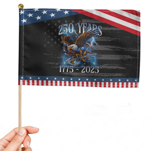 Marine Veteran 250th Anniversary Patriotic Handheld Flag Eagle Military Gift for Marines Veterans TS10 Distressed 8.2" × 5.5" Black Blue Print Your Wear