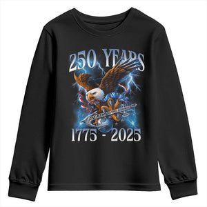 Marine Veteran 250th Anniversary Youth Sweatshirt Eagle Patriotic Military Gift for Marines Veterans TS10 Black Print Your Wear