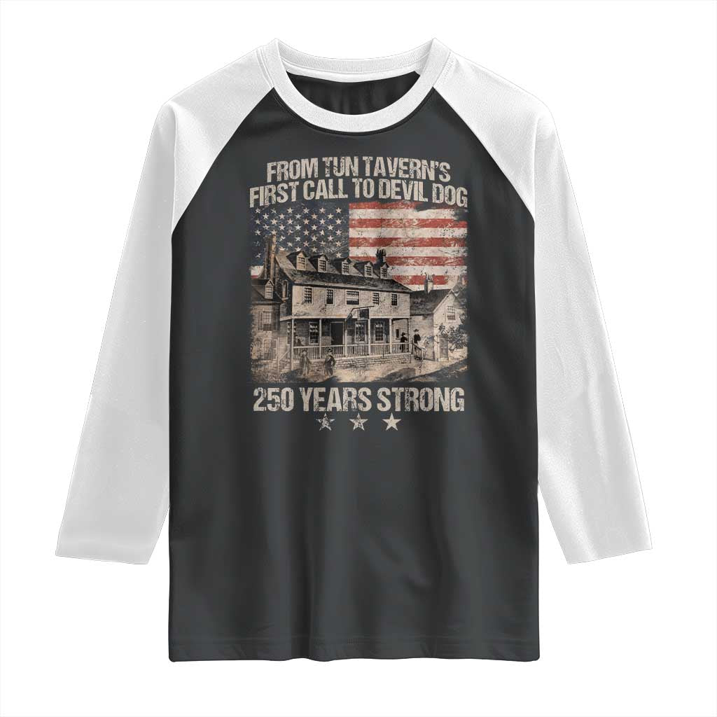 Tun Tavern 250th Anniversary Raglan Shirt Patriotic Veteran Military Gift American Flag TS10 Black White Print Your Wear