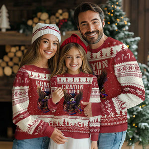 Crayon Eater Ugly Christmas Sweater Funny Eagle 250th Anniversary Veterans Gifts TS10 Red Beige Print Your Wear