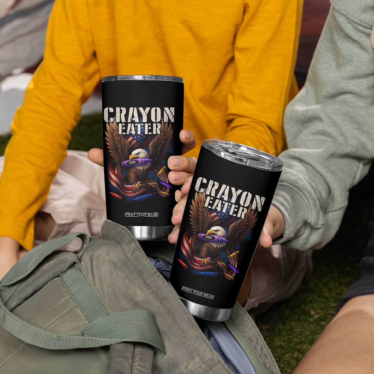 Crayon Eater Tumbler Cup Funny Eagle 250th Anniversary Veterans Gifts TS10 Print Your Wear