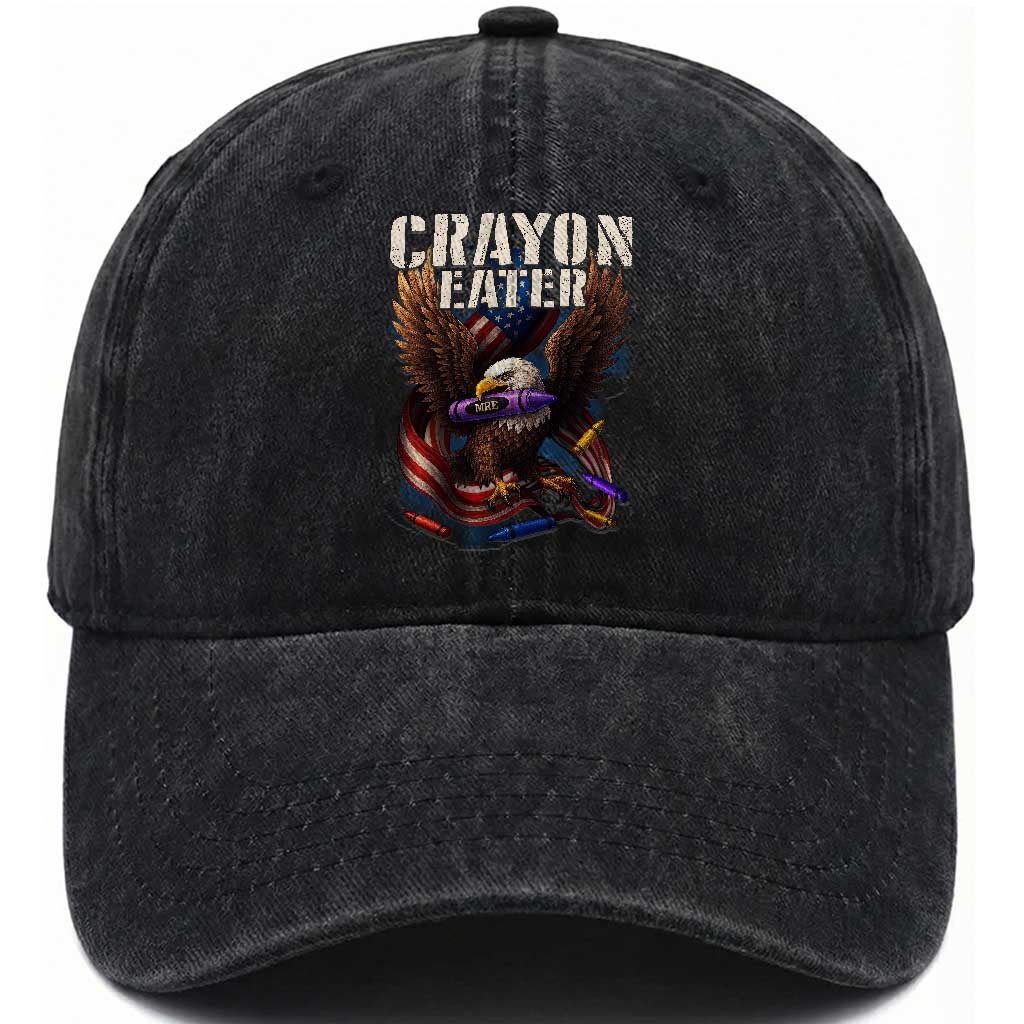 Crayon Eater Washed Cotton Baseball Cap Funny Eagle 250th Anniversary Veterans Gifts TS10 Washed Cap Universal Fit Black Print Your Wear