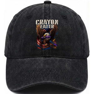 Crayon Eater Washed Cotton Baseball Cap Funny Eagle 250th Anniversary Veterans Gifts TS10 Washed Cap Universal Fit Black Print Your Wear