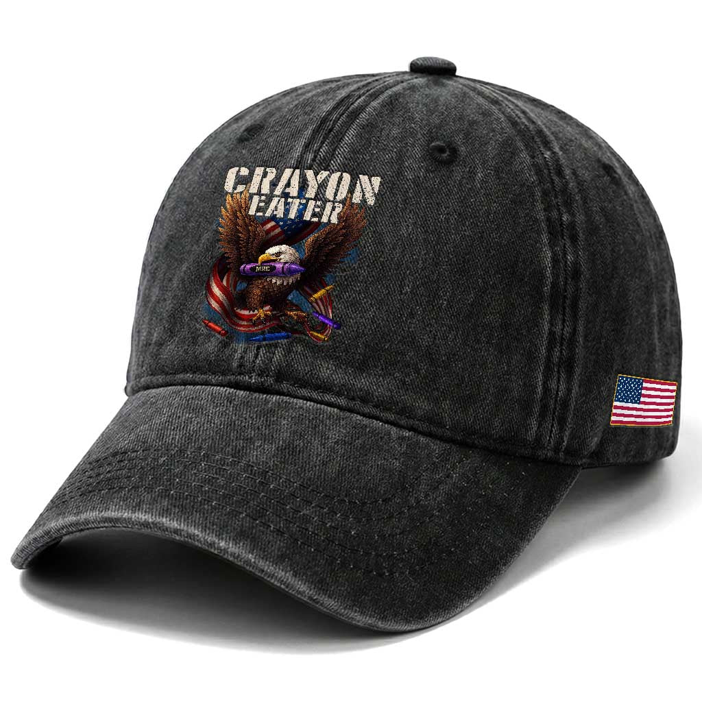 Crayon Eater Washed Cotton Baseball Cap Funny Eagle 250th Anniversary Veterans Gifts TS10 Print Your Wear