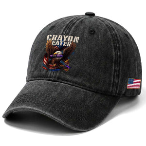 Crayon Eater Washed Cotton Baseball Cap Funny Eagle 250th Anniversary Veterans Gifts TS10 Print Your Wear