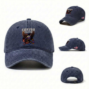 Crayon Eater Washed Cotton Baseball Cap Funny Eagle 250th Anniversary Veterans Gifts TS10 Washed Cap Universal Fit Navy Print Your Wear