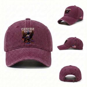 Crayon Eater Washed Cotton Baseball Cap Funny Eagle 250th Anniversary Veterans Gifts TS10 Washed Cap Universal Fit Burgundy Print Your Wear