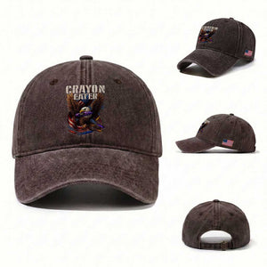 Crayon Eater Washed Cotton Baseball Cap Funny Eagle 250th Anniversary Veterans Gifts TS10 Washed Cap Universal Fit Dark Brown Print Your Wear