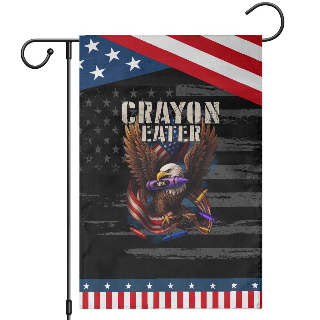 Crayon Eater Garden Flag Funny Eagle 250th Anniversary Veterans Gifts TS10 Distressed Black Blue Print Your Wear