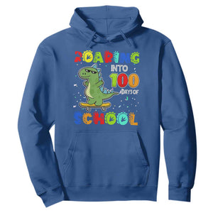 100 Days Of School Dinosaur Hoodie Trex Dino Skateboard Skateboarding Boys Roaring Into 100th Day TS10 Royal Blue Print Your Wear