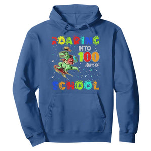 Funny Dinosaur Trex Roaring Into 100 Days Of School Hoodie TS10 Royal Blue Print Your Wear