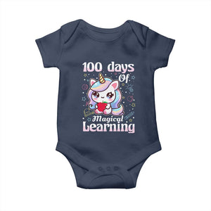 100th Day Of School Unicorn Girls Baby Onesie Magical Learning TS10 Navy Print Your Wear