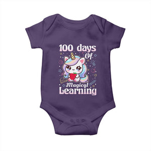 100th Day Of School Unicorn Girls Baby Onesie Magical Learning TS10 Purple Print Your Wear