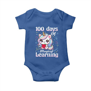 100th Day Of School Unicorn Girls Baby Onesie Magical Learning TS10 Royal Blue Print Your Wear