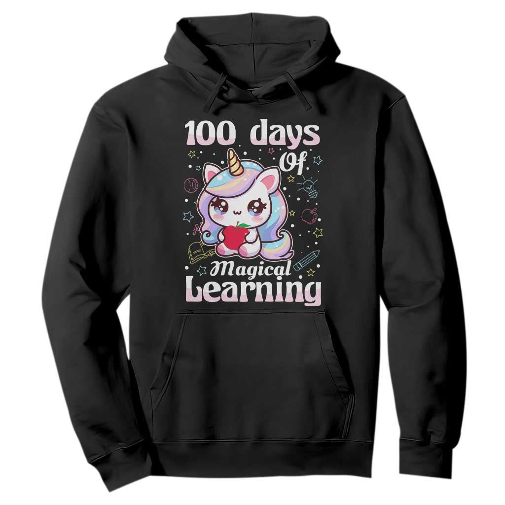 100th Day Of School Unicorn Girls Hoodie Magical Learning TS10 Black Print Your Wear