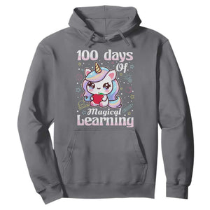 100th Day Of School Unicorn Girls Hoodie Magical Learning TS10 Charcoal Print Your Wear