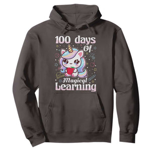 100th Day Of School Unicorn Girls Hoodie Magical Learning TS10 Dark Chocolate Print Your Wear