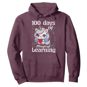 100th Day Of School Unicorn Girls Hoodie Magical Learning TS10 Maroon Print Your Wear