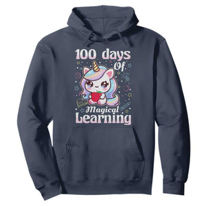 100th Day Of School Unicorn Girls Hoodie Magical Learning TS10 Navy Print Your Wear