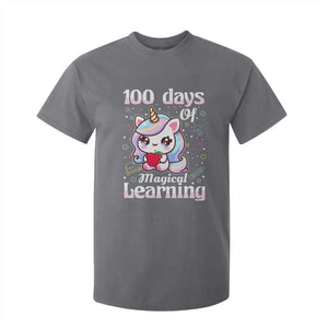 100th Day Of School Unicorn Girls T Shirt For Kid Magical Learning TS10 Charcoal Print Your Wear