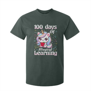 100th Day Of School Unicorn Girls T Shirt For Kid Magical Learning TS10 Dark Forest Green Print Your Wear